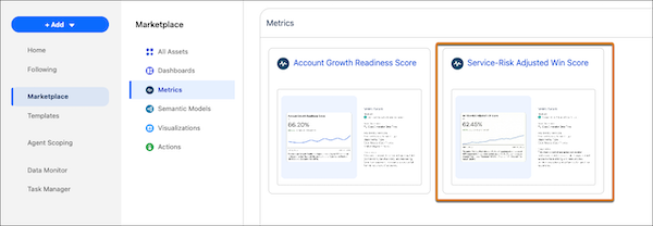 Selecione o modelo Pontuação de ganho ajustada ao risco de serviço.