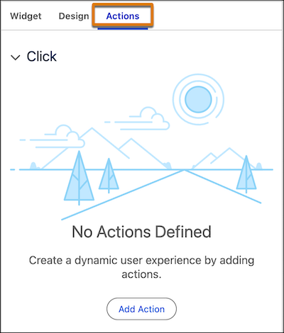 The Actions tab for single-click widget actions.