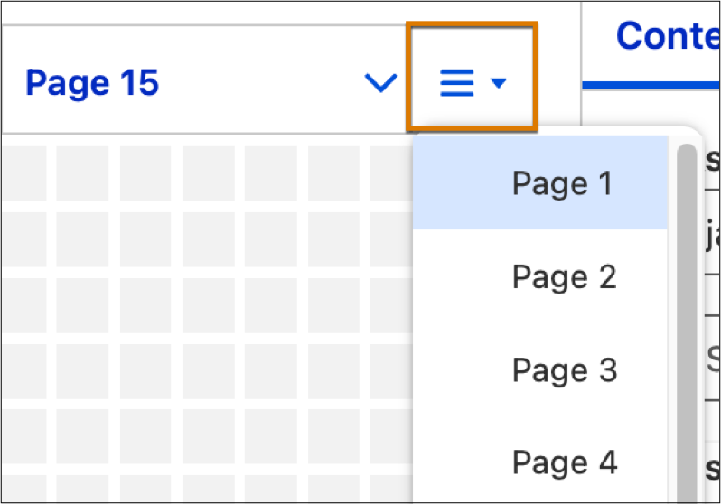 Page menu with four pages.