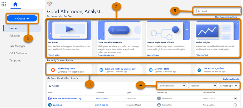 Tableau Next Home and Workspace Overview