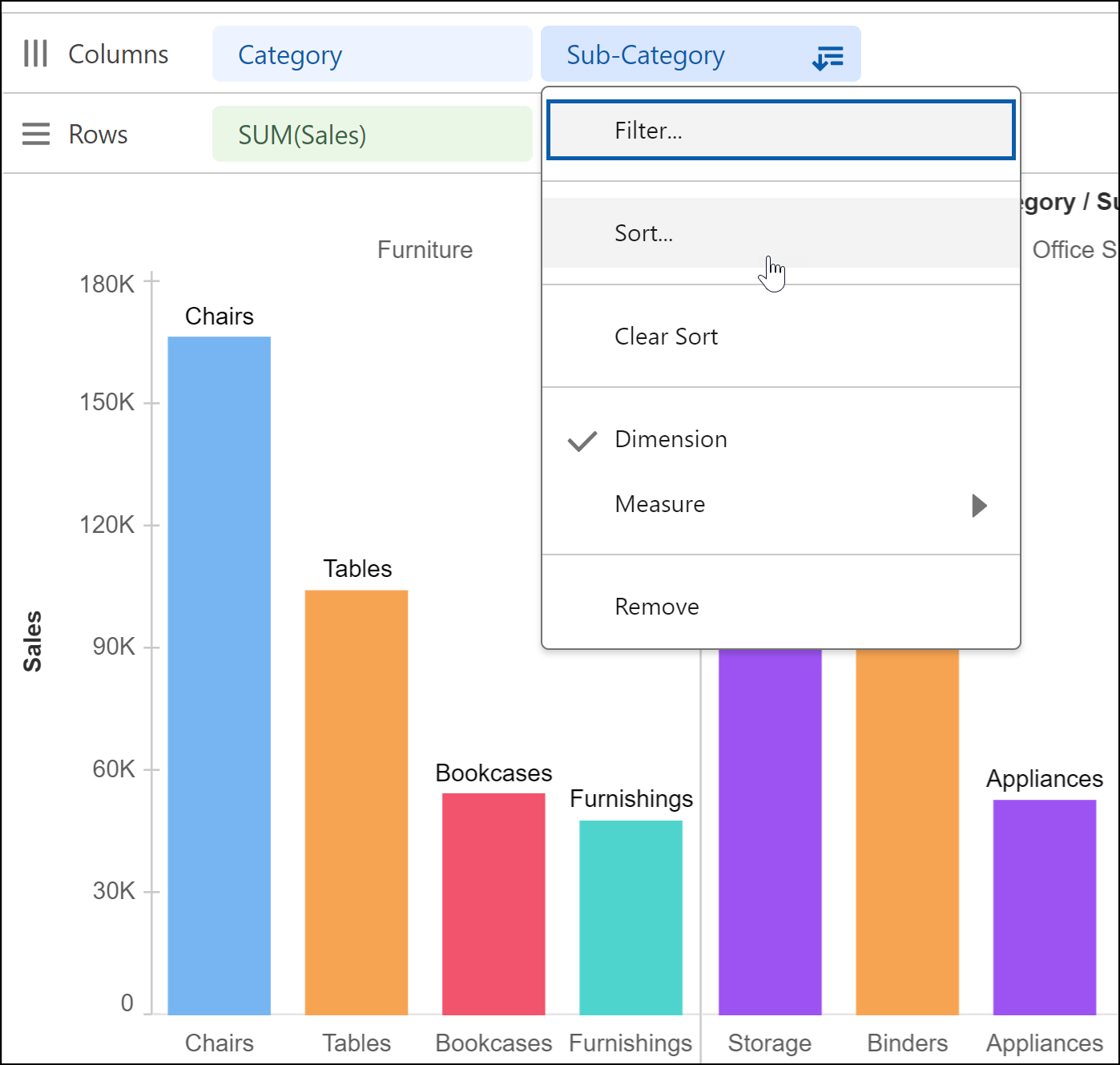 Sort option in Tableau Next