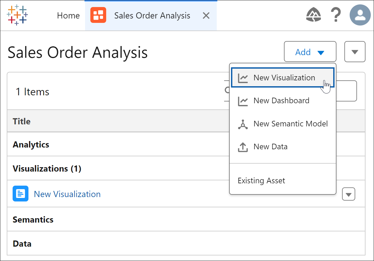Een visualisatie maken met Tableau Next Visualization Builder