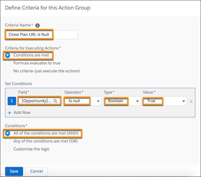 Required fields highlighted