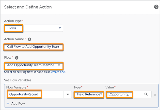 Required fields highlighted