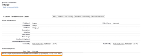 Formula highlighted in for image custom field