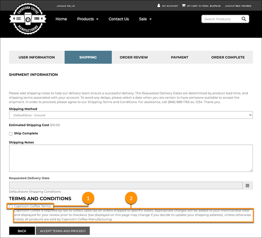 Set Up Terms and Conditions on the Checkout Page