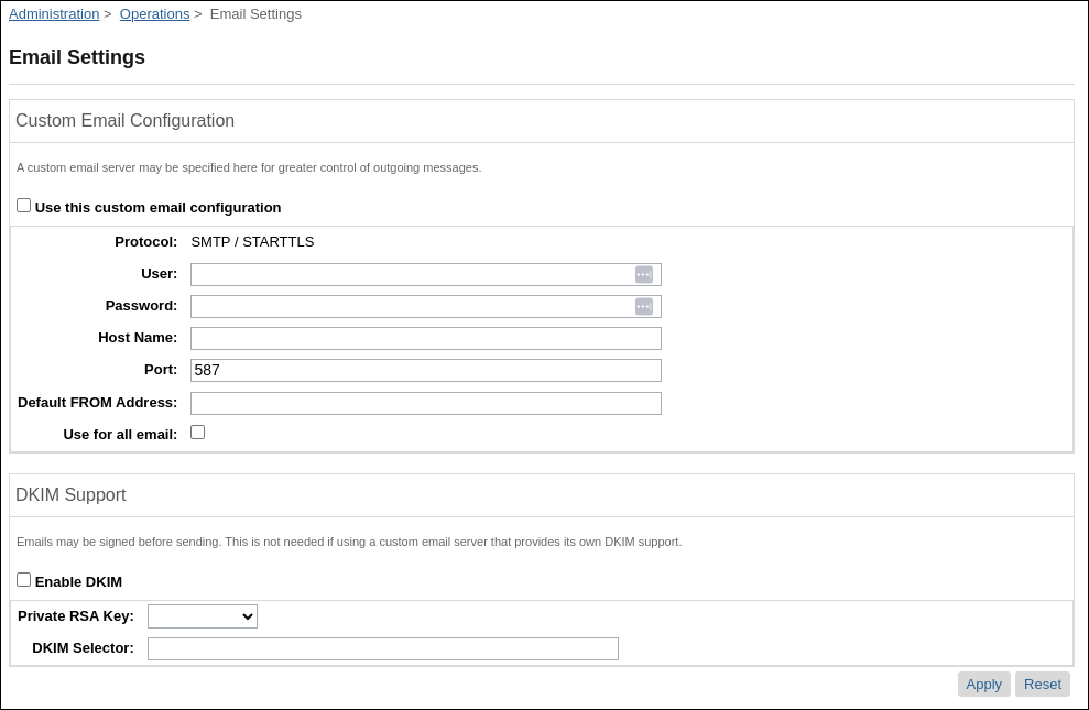 Email settings