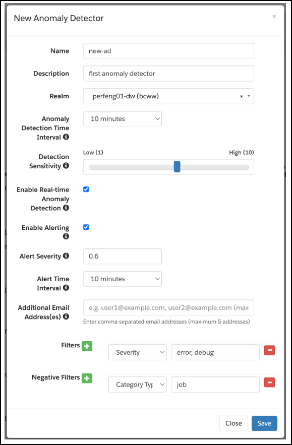 New anomaly detection configuration