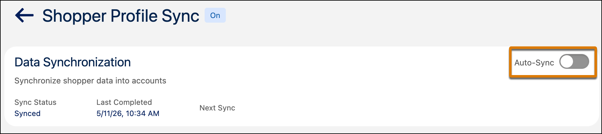 Auto-Sync toggle for Shopper Profile Sync