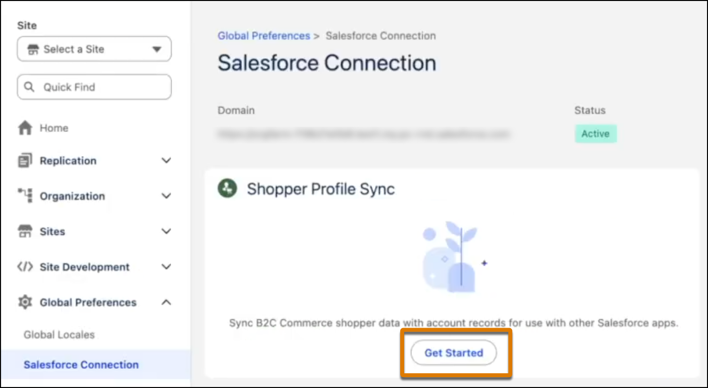 Shopper Profile Sync tile with Get Started button