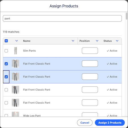 Assign a product to a category