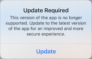 Message requiring users to update