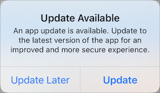 Message encouraging users to update