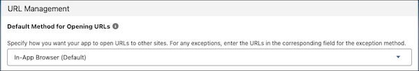 The field to select the default method for opening URLs