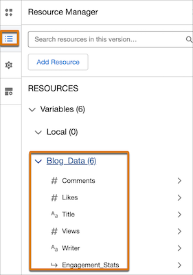 Resource manager shows context tags
