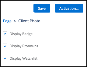 Client Photo component checkboxes to control display