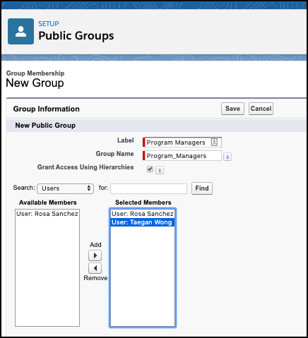 Users added to Public Groups