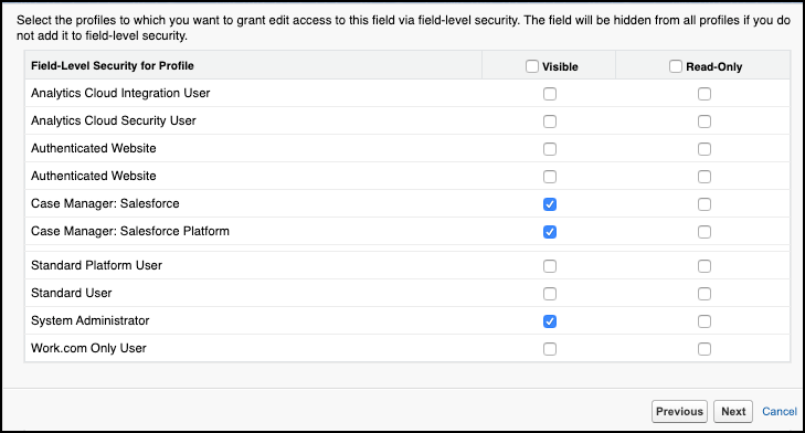 Profile visibility settings