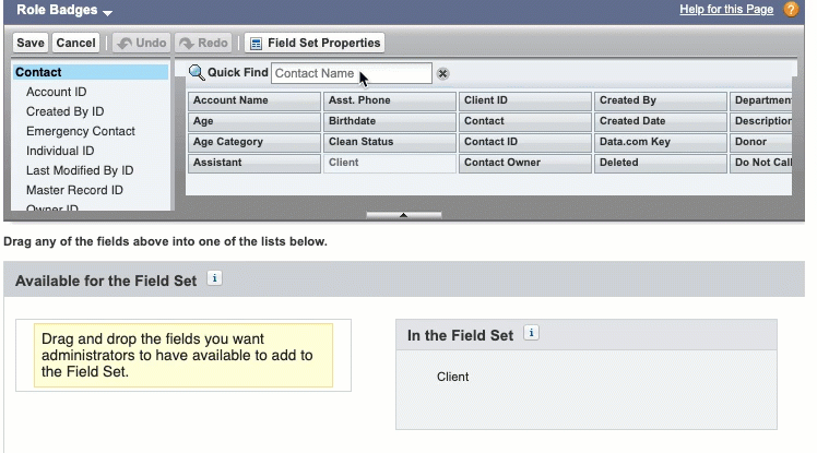 Animation showing placement of the Donor field in the Role Badges field set