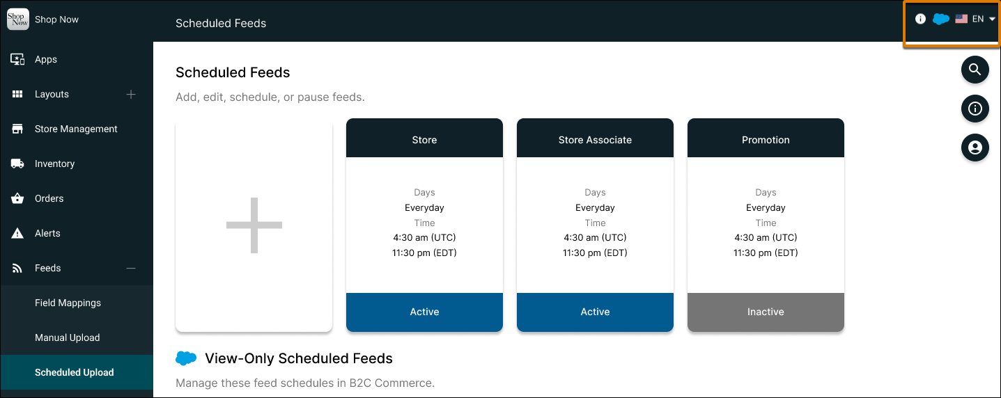 Screenshot of Point of Sale CMS showing the blue cloud icon next to the MLR name indicating a unified Merchant Locale Region.