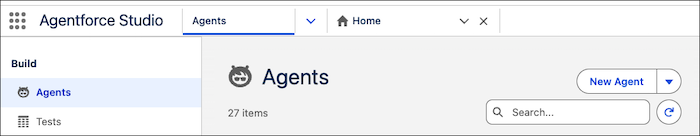 New agent button in Salesforce setup