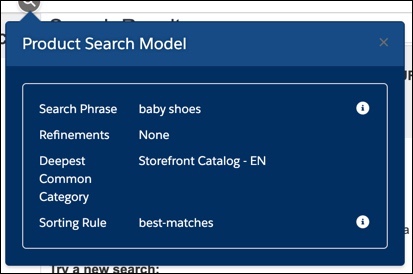 Product search model example.