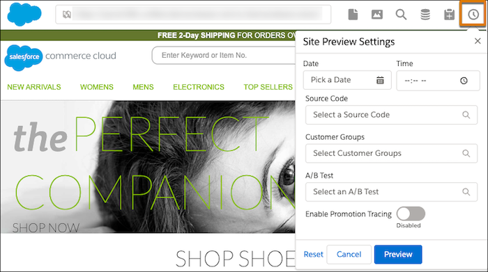 A/B Test preview on storefront