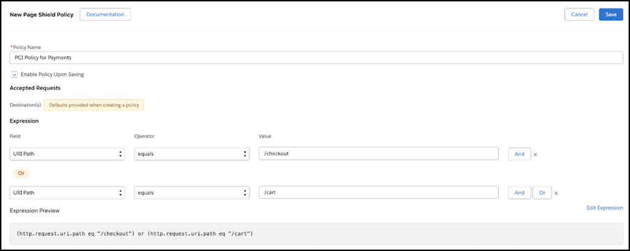 New Page Shield Policy in Business Manager Embedded CDN Settings