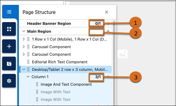 Image showing regions of the page with designations indicating components present and maximum visible.