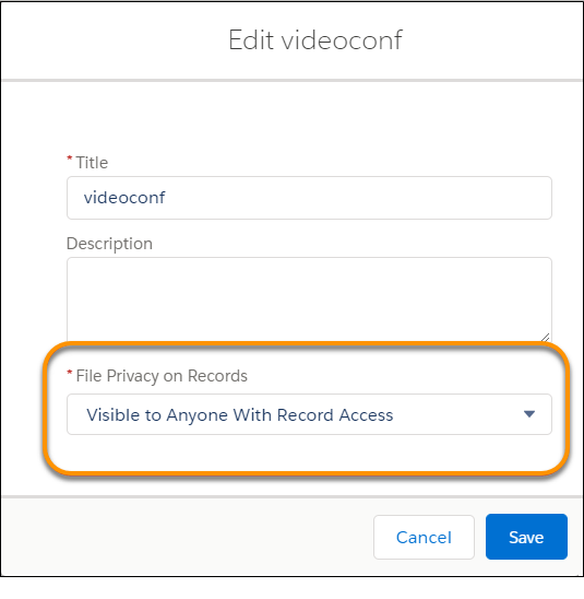 Opzione Privacy dei file sui record