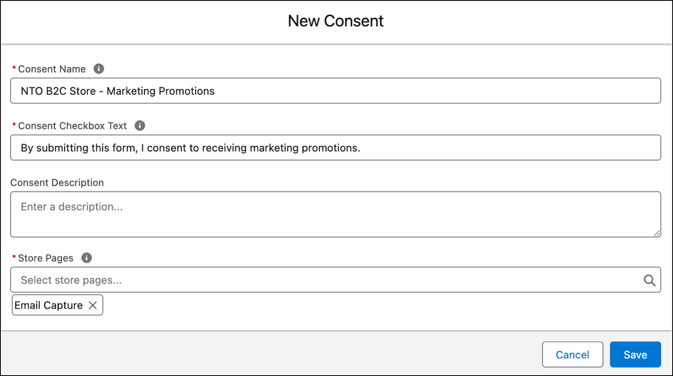 Screen Authorization Example Use Case: Set Up and Capture Shopper Consent for a Marketing Campaign