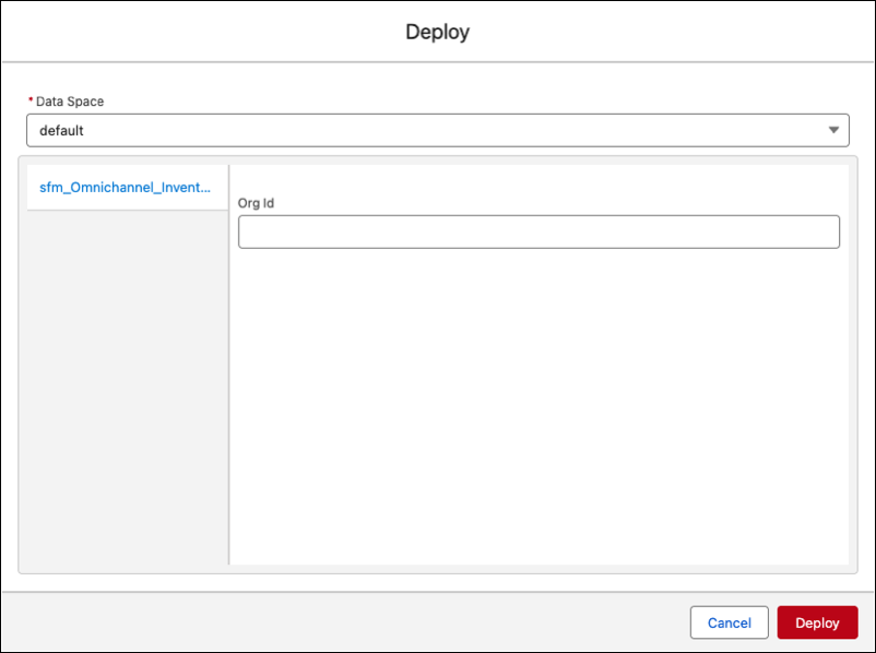 Screenshot of the Deploy screen