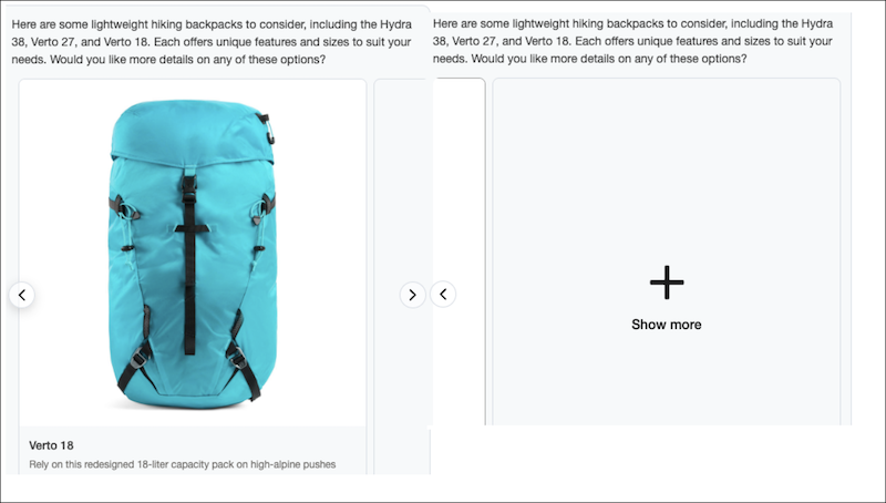 Show more feature available in Shopping Agent chat