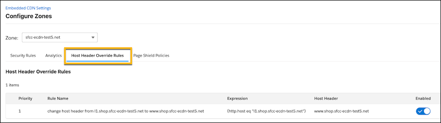 Host Header Override Rules in Business Manager.