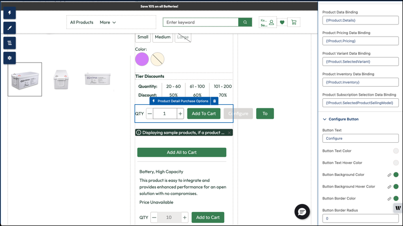 Product details purchase options component.
