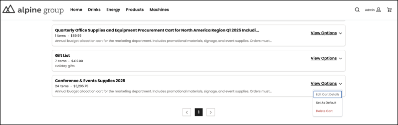 Multiple Carts List page