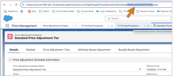 Price Adjustment Tier Browser ID