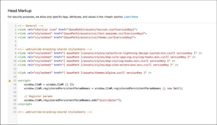 Screenshot showing head markup after edit.