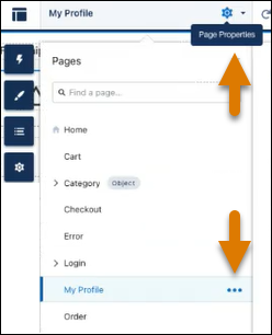 Page Properties and Page Actions icons