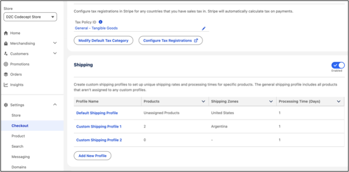 Create custom shipping profile