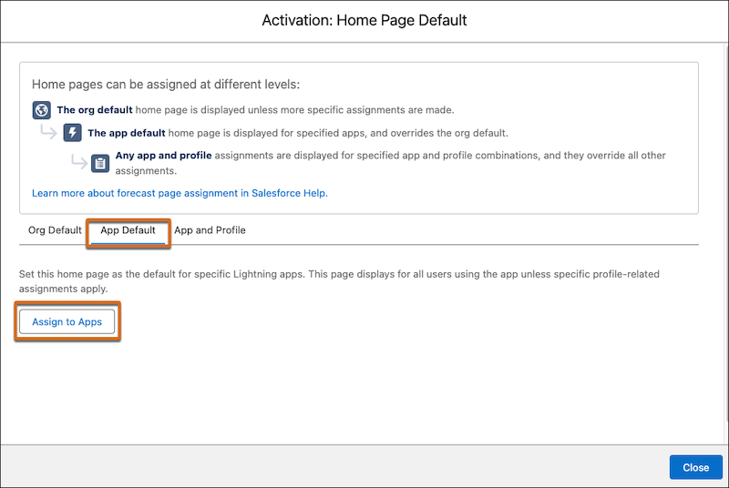 Activate page modal