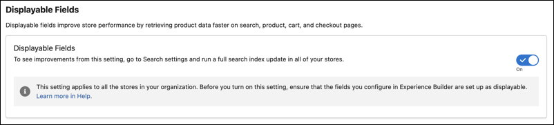 Enable displayable fields in Commerce.