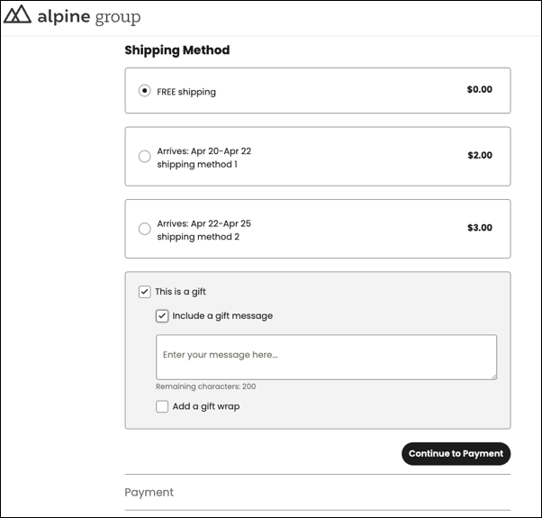Gifting at checkout