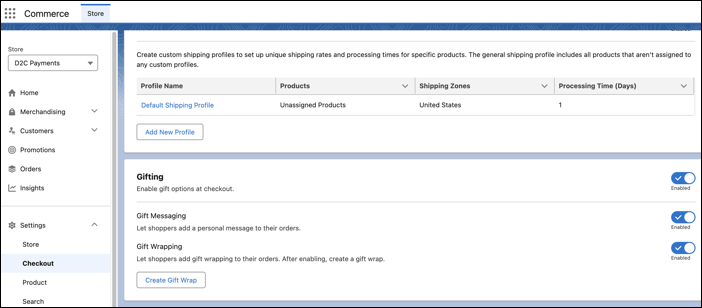 Enable gifting options