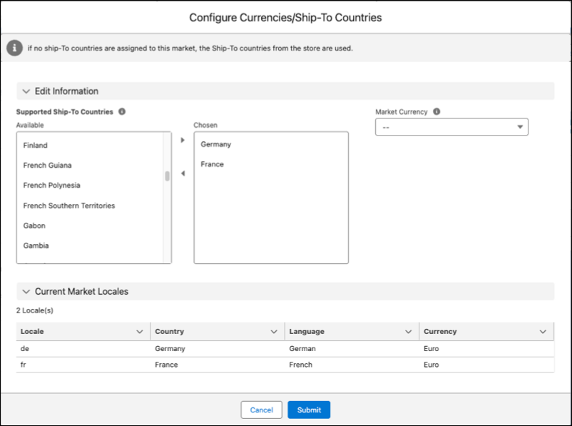 Assign ship-to countries.
