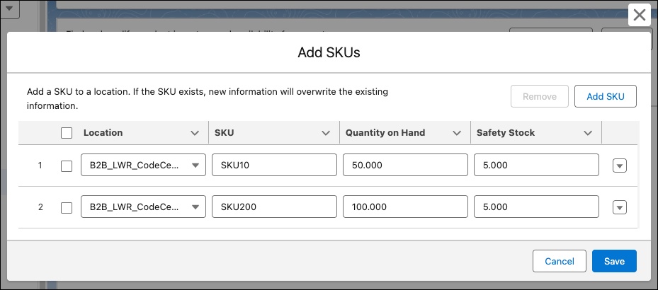 Add SKUs