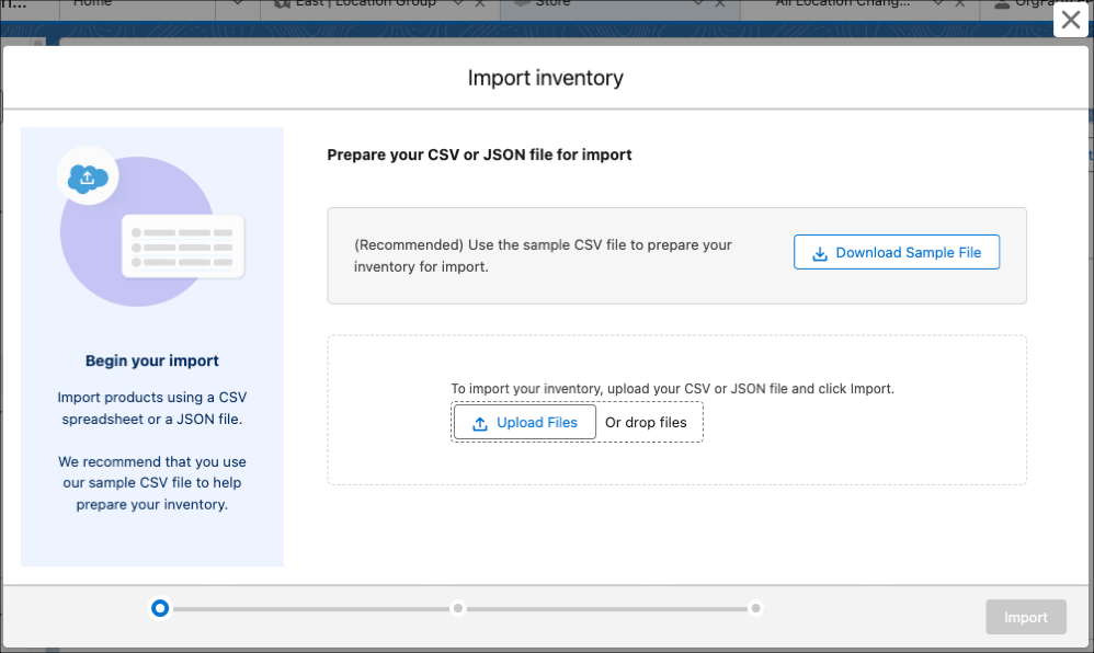 Upload inventory in bulk.