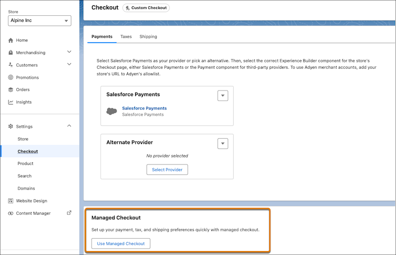 Switch a D2C store from custom to managed checkout