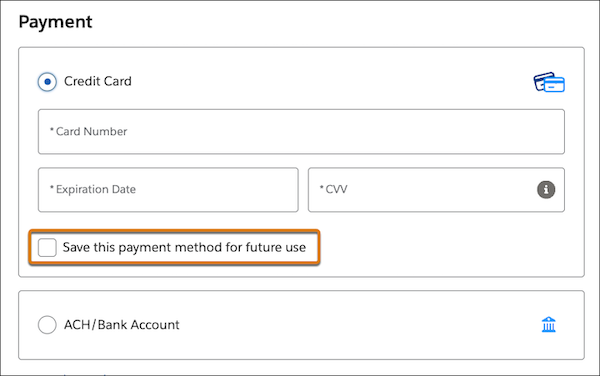 Checkbox to save a payment method
