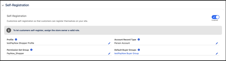 Enable Self-Registration for Pay Now Stores